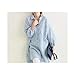 Produktbild SUIWO Frauen Loose Fit Blusen Kurze Ärmel Tops Frühlings-Hemd lösen großes Lange Baumwolle und Leinen Textur Dress Shirt (Color : Blue, Size : S)