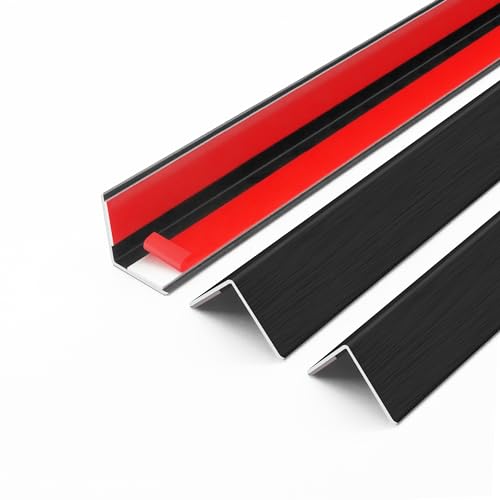 Image of 6pcs 57 inch Aluminum Self-Adhesive Wall Corner Protectors, Wall Furniture Bumper, Safety Baby Proofing Corner Cushion Table Edge,Wide Coverage and Easy to Install - Black