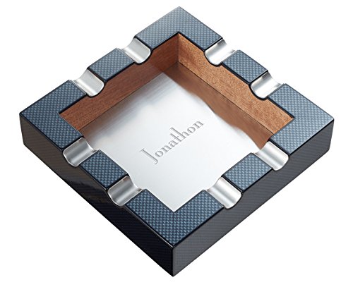 Personalized Visol Carbon Fiber Pattern Cigar Ashtray - Free Laser Engraving (Square) #TOP5