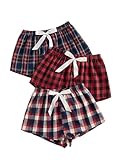 Milumia Women's Flannel Pajama Shorts Plaid Elastic Waist Sleep Pj Shorts 3 Pack Basic Multi Red Black Blue Medium