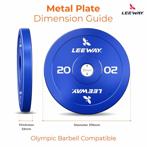 Image of Leeway Color Steel Weight Plates (20kg x 2) | Iron Plates for Gym | 51mm Olympic Hole | Metal weight for Home Gym & Powerlifting | Solid Steel Construction (Multi Color, 20kg Pair)