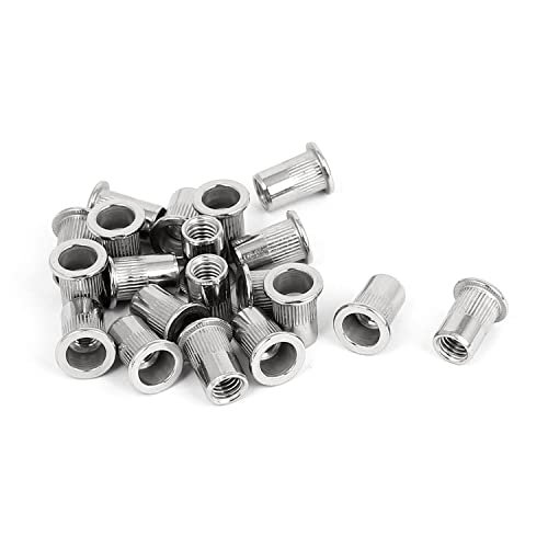 #8-32 Rivet Nuts - 50 Pcs Stainless Steel Rivnuts, Flat Head Insert Nut with Knurled Body