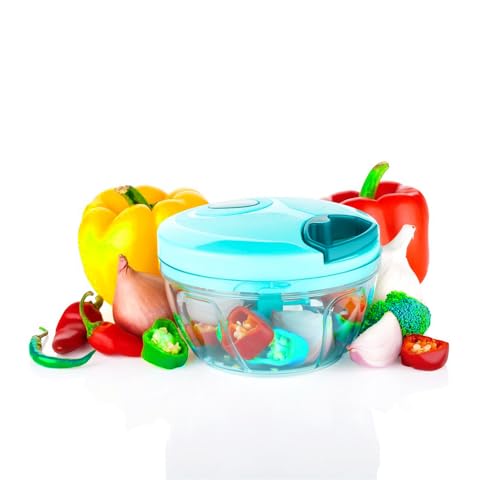 Image of Plastic Manual Pull Vegetable Cutter Chopper for Kitchen Fruit Nut Onion, Carrots,Hand Meat Grinder Mixer Food Processor Stainless Steel Blades Slicer Shredder Salad Maker Tools 350 Ml