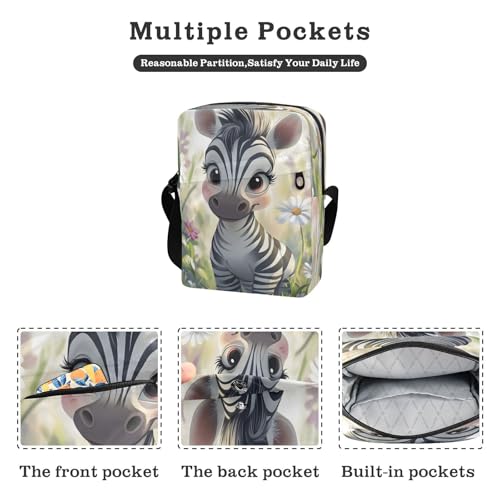 Crossbody Bag Messenger Bag for Women Men Purse Shoulder Bag Satchel Bag with Adjustable Strap 214B9221cute Zebra Flower2
