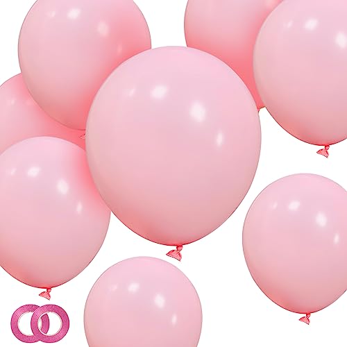 Image of Pastel Pink Balloons 12 Inch 100 Pack light Pink Latex Balloons Baby Pink Party Balloons Round Helium Balloons for Girls Womens Birthday Wedding Anniversary Baby Shower Decorations