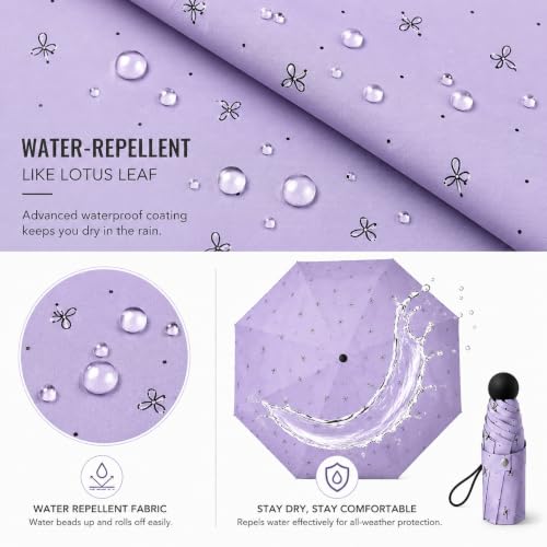 Image of Umbrella for Rain and Sun Protection UPF50+ Mini Capsule Foldable Umbrella for Women Men | 5-Fold Compact Travel Umbrella | Windproof UV Protection | Ring Buckle Anti-Loss