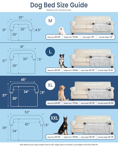 Image of Calming Dog Bed for Couch with Cozy Raised Edge, 45x37 Inch, Grey