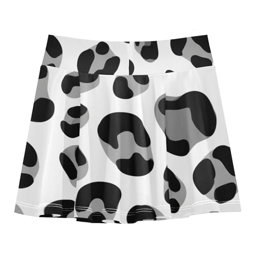 Joisal Athletic Shorts for Girls Skorts Tennis Skirts for Kids 2 in 1 Pleated Skort Leopard Print Black Grey White 3t2