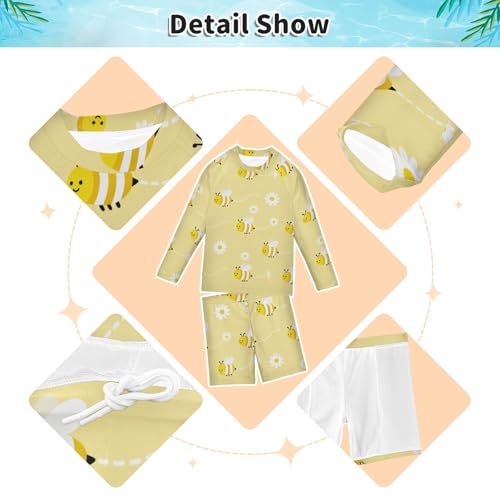 Traje de baño contra quemaduras solares niños Bumble Bees conjunto de manga larga con protección UV 4