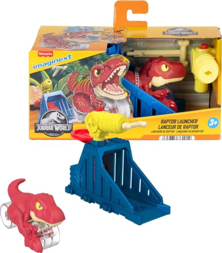 Fisher-Price Imaginext Jurassic World Launcher Set with 4.25-inch Chomping Toy Triceratops Dinosaur, Blaster & Food Projectile
