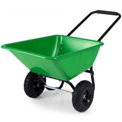 Image of Goplus 2 Wheel Wheelbarrow, 330 LBS Utility Garden Cart (Bright Green)