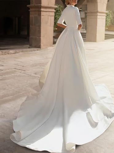 A-Line Elegant Formal Dress Sweetheart Court Train Half Sleeve Bridal Gown Luxury with Ruffles Appliques 20243