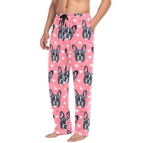 Cute French Bulldog Men's Pajamas Pants Cotton Sleep Bottoms Pants Lounge Sleepwear - S4