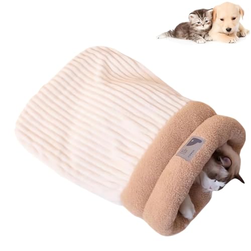 猫ベッド 猫用寝袋 ペット ハウス 寝袋 半密閉式 キャットハウス 猫用ベッド かわいい ふわふわ 暖かい 保温防寒 寒さ対策 洗える 猫寝床 ペットハウス ペットマット ペット布団 犬猫用 ペット用品 秋冬用 (ベージュ-スタイル1)