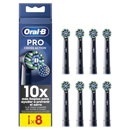 Oral-B Pro CrossAction Recambios para Cepillo de Dientes Eléctrico, Pack de 8 Cabezales, Negro - Originales