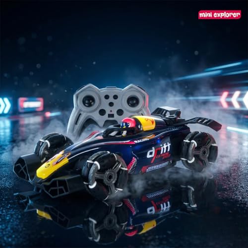 Image of MiniExplorer RC 4x4 Formula F1 Drift Smoke Car 1:14 Scale | Hand Gesture Sensor & Remote Control | 2.4GHz High Speed Racing Car with 360 Spin, Lights, Music & Smoke | Toy for Boys & Girls 4+