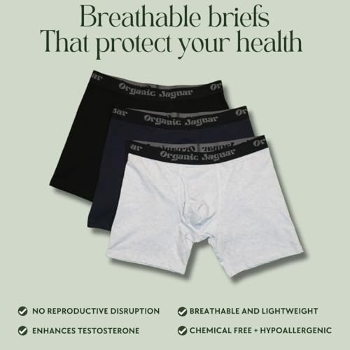 Boxers Briefs for Men, 3 Pack, 100% Cotton, Sustainable, Soft, Lightweight, Breathable, Black/Grey/Blue3