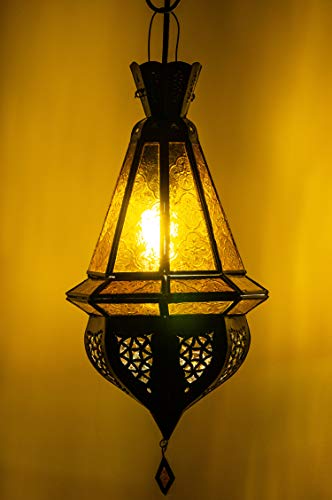 Orientalische Lampe Pendelleuchte Gelb Moulay 45cm E14 Lampenfassung | Marokkanische Design Hängeleuchte Leuchte aus… – Bild 3