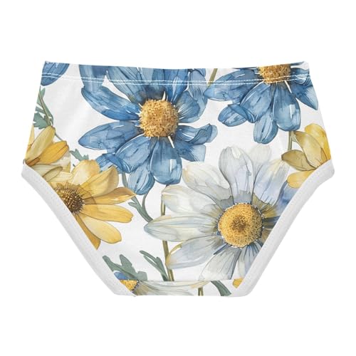Floral Blue Yellow Daisies Girl Panties Cute Toddler Underwear Custom Cotton Aesthetic Underpants Briefs 2t2