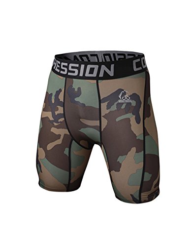 ZOOB MILEY Men's Summer Compression Running Tights Shorts ArmyGreen Camo Tag M