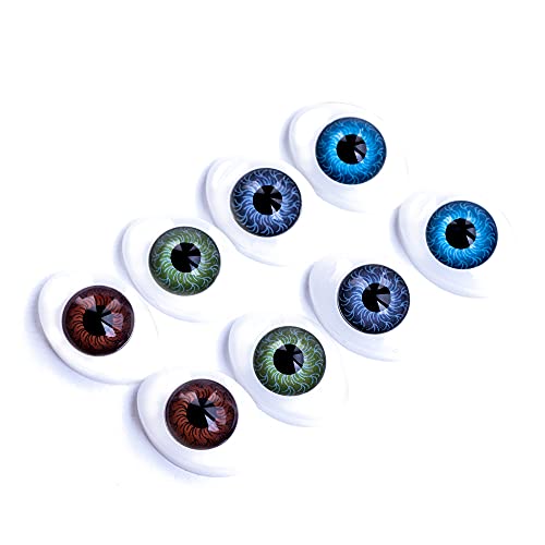 8 Pairs 4 Colors Highlight Resin Boat Shape Doll Eyes for Crafts and Embellishments Puppet Bear Doll Making Animal Stuffed Toys Props Halloween Eyeballs DIY Craft (Resin 8 Pairs 23mmx16mm)
