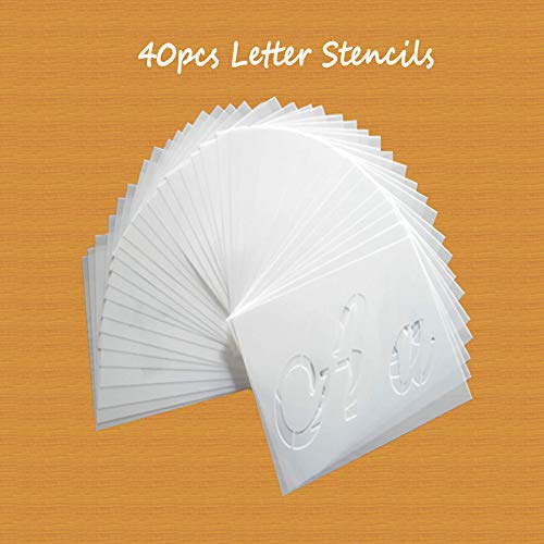 Letter Stencils, Modèles de lettre Alphabet de 40 pièces avec chiffres et enseignes, Art plastique réutilisable Artisanat Pochoirs pour la peinture sur bois Agenda pour carnets de notes Agenda Journal - Image 5