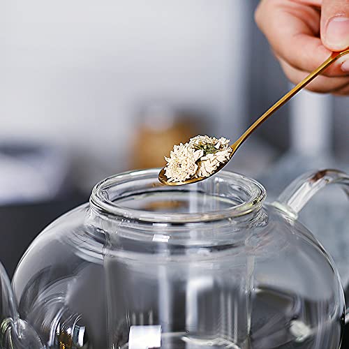 CnGlass Tetera de vidrio apta para estufa, tetera transparente con infusor extraíble de 40,6 oz/1200ml, hojas sueltas y… - Imagen 5