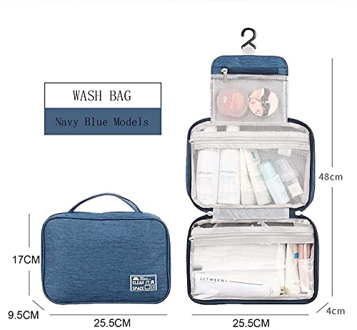 Image of Styleys Travel Cosmetic Bag for Men Women, Hanging Toiletry Bag, Makeup Pouch, Waterproof Makeup Cosmetic Bag Travel Organizer for Accessories, Shampoo (Navy Blue - S11087)