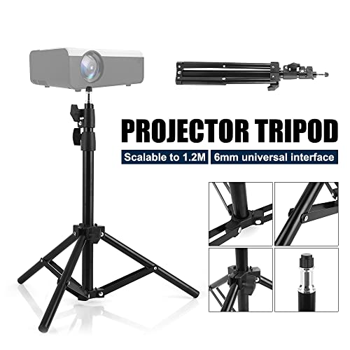 Soporte universal para proyector de aluminio para hogar LCD con trípode ajustable y bandeja, interfaz de 6mm para montaje en techo miniatura 4