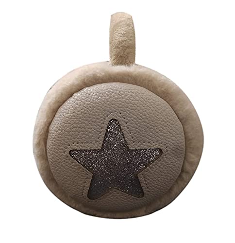 BRATS N BEAUTY® - Women's/Ladies/Girl's Premium Star Earmufuffs, Winter Windproof Girls Ear Warmer Plush Ear Muffs with Hairy Rabbit Ear - Beige Color