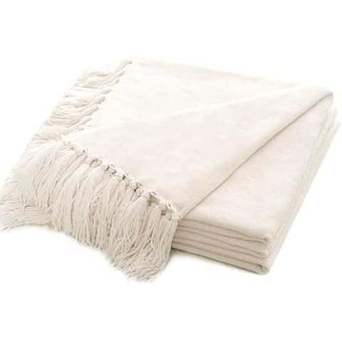 RECYCO Cozy Chenille Throw Blanket with Tassels Cover