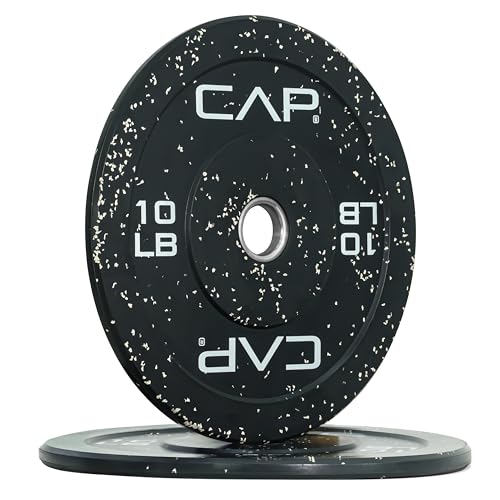 CAP Barbell Economy - Speckled Olympic Bumper Plate Set with White Logo, Black, 10 lb Pair