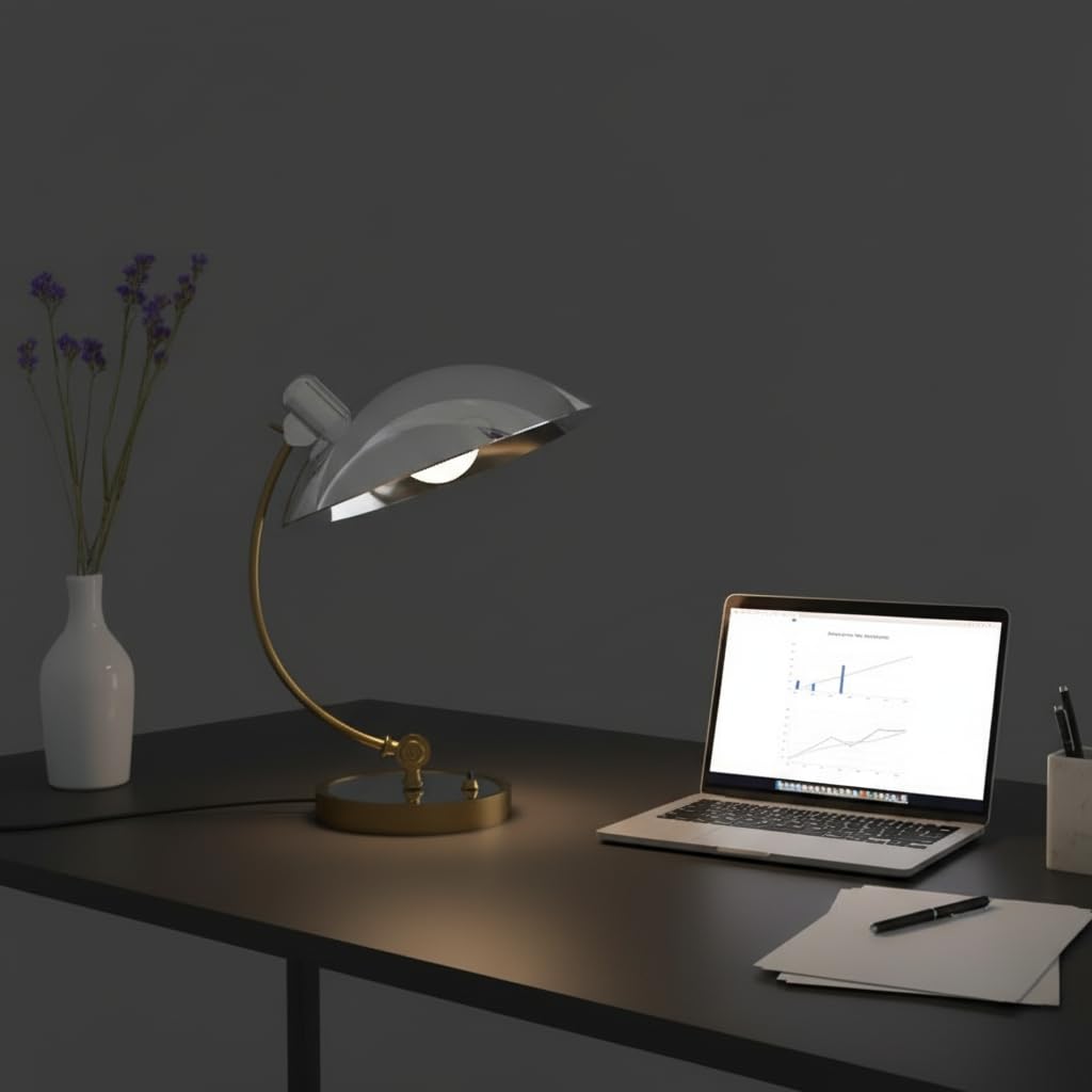 Designerska Lampa Stołowa Ulia w Stylu Nordyckim i Minimalistycznym, Nowoczesna Lampa Biurkowa z Aluminium z Regulowanym Kloszem E27, Elegancka Lampa Nocna do Sypialni, Salonu, Wymiary 330x430mm