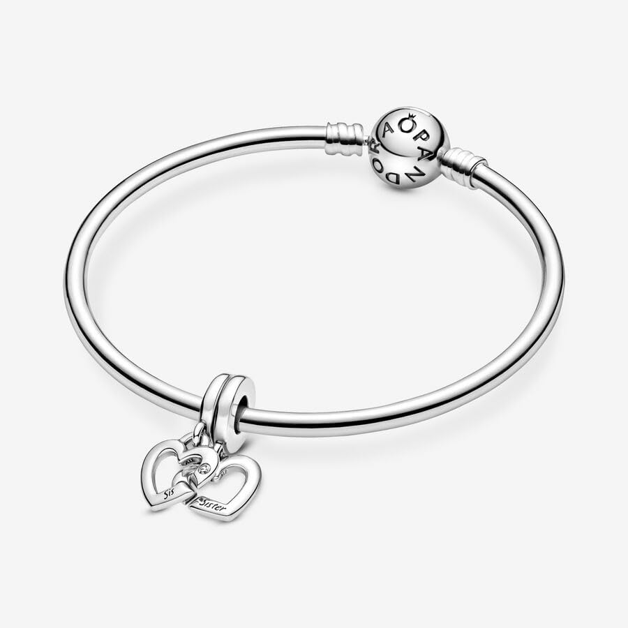 PANDORA Linked Sister Hearts Split Dangle Charm - Compatible with PANDORA Moments - Jewelry for Women - Gift for Her - Made with Sterling Silver & Cubic Zirconia - With Gift Box - Image 5