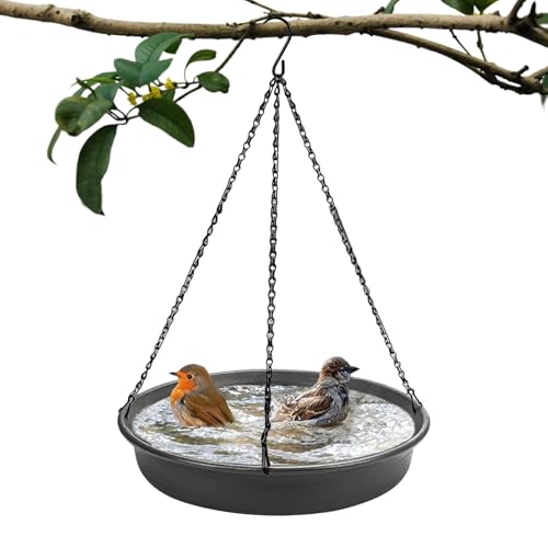 Cuenco de Agua para baño de pájaros - Bandeja de de jardín | Lavabo Colgante para Vida Silvestre con Gancho en S para terraza al Aire Libre, Soporte para baño de pájaros para relajación, Deco