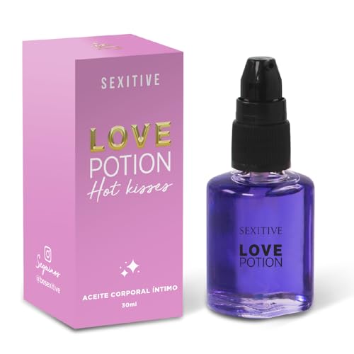 Sexitive LOVE POTION Aceite besable con sabor a Frutos Rojos. Sensación envolvente de calor. Aceite corporal íntimo saborizado comestible. Base de Agua. No Mancha. 30 ml - 1fl oz