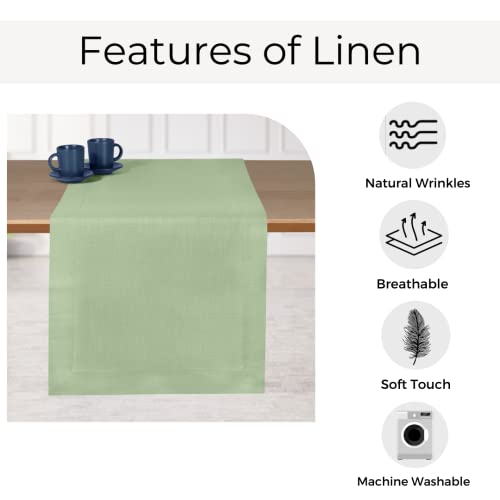 D'Moksha Homes Linen Table Runner 92 CM, 100% Pure Linen Sage Green Small Table Runner 36 x 92 cm for Dresser Coffee Tables - Image 4