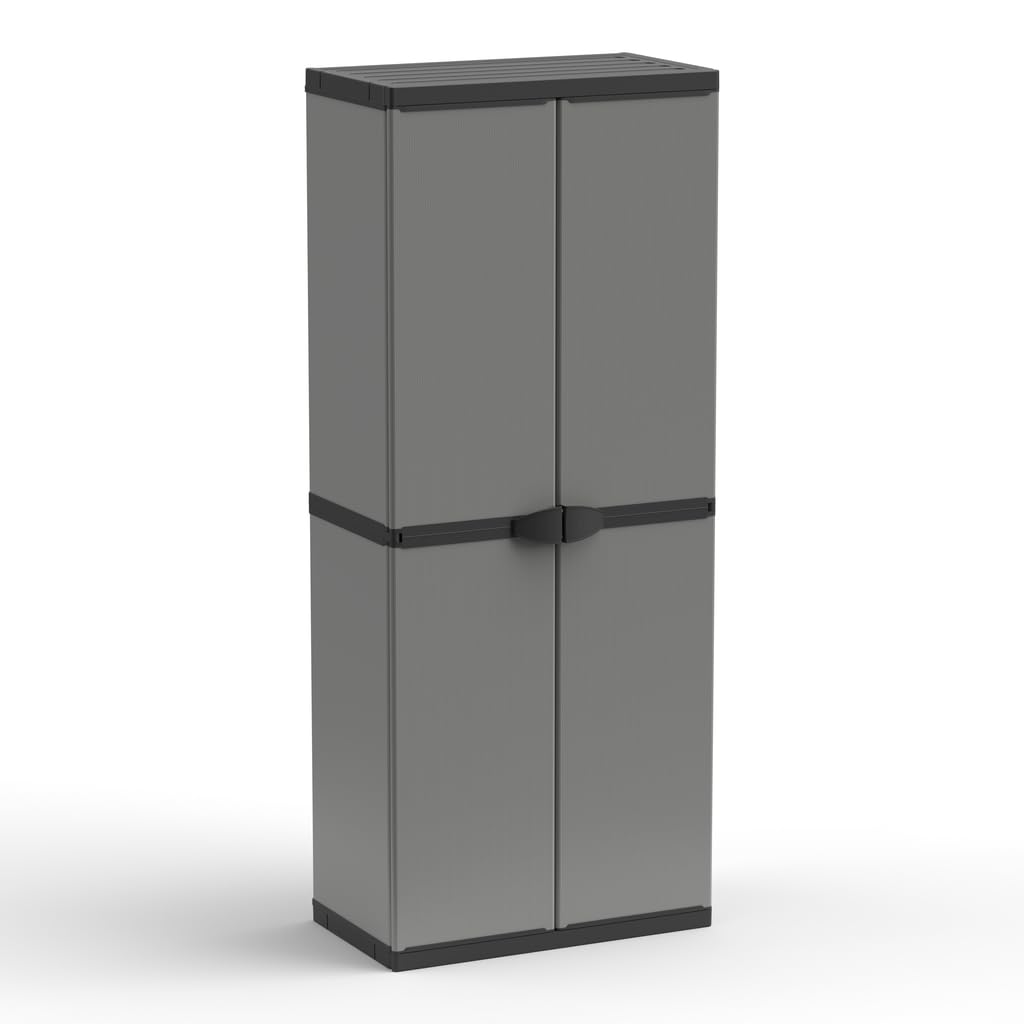 Kreher® Armadio Modular System Kunststoffschrank - Universalschrank, Spindschrank, Nischenschrank oder Schwerlastregal - für Keller, Garage & Werkstatt (1, Universalschrank mit 3 Böden)