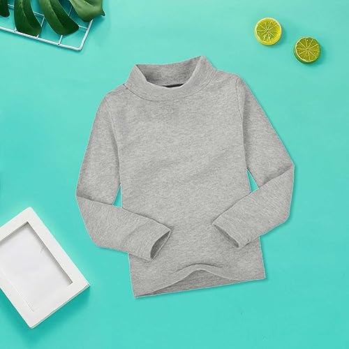 Betadog Boy's Long Sleeve Poly Spandex Turtleneck Girls and Toddler Long Sleeve Turtleneck Shirts (Grey, 5-6 Years)2