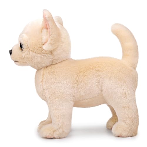 lilizzhoumax Chihuahua-Plüschtier, 26 cm, realistische Simulation, Stofftierwelpe, niedlich, superweich, Heimdekoration, Weihnachten, Geburtstagsgeschenk, für Jungen, Mädchen, Kinder, Gelb