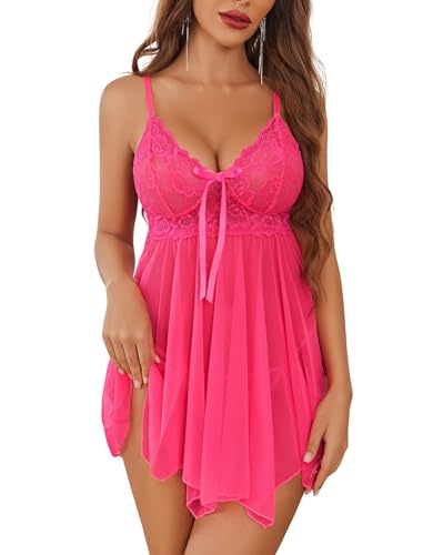 Image of SSoShHub Women Lingerie Set Lace Teddy Strap Babydoll Lingerie Bikini with Panty