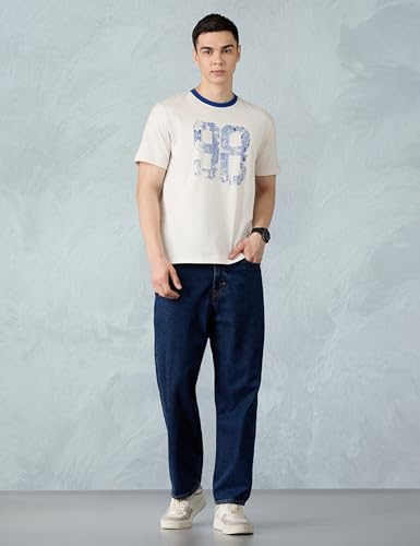 Image of Amazon Brand - Symbol Men Regular Fit Ringer T-Shirt | Half Sleeves | Graphic Printed | Available in Plus Size