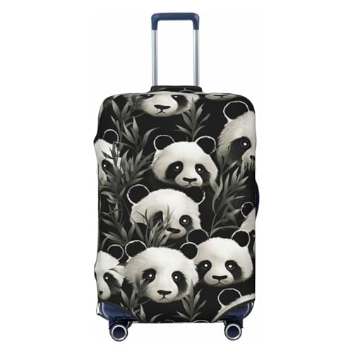 Panda Graphic Black and White Travel Luggage Cover Elastic Washable Suitcase Cover Protector Fashion Stretch Baggage Covers Dustproof Suitcase Sleeve Fits 18-32 inch luggage Large