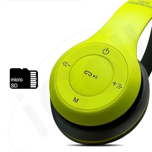 P47 icall Wireless Headphones Bluetooth 5.0 Over Ear Headphones Foldable Headset with Built-in Mic Lightweight Headset with Memory Card Support (Green) - Image 7