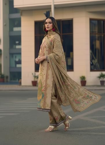 Image of ANNI Designer Women Rayon Viscose Printed Straight Kurta with Palazzo and Dupatta | Three Piece Ethnic Kurta Palazzo Set for Women | Indian Traditional Dress