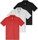Real Essentials 3 Pack: Girls' Short Sleeve Performance Polo School Uniform, M (8-10)