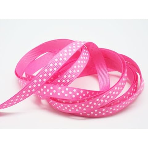 JEMPAK UK® 5M x 10mm grosgrain micro polka dot ribbon - white on pink Cover