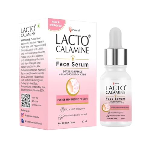 Lacto Calamine 10% Niacinamide Face Serum | Pore Minimizing, Acne Marks, Blemishes & Oil Balancing | Face Serum for Women & Men | Reduces Pigmentation | Dermatologically Tested & Fragrance Free
