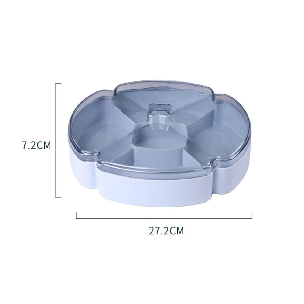 Serving Tray with Lid and Handle Floral Divided Serving Dish Snack Storage Container Appetizer Platters Veggie Tray Platter Snack Serving Tray with 5 Compartments for Candy, Nut, Chips, Veggies