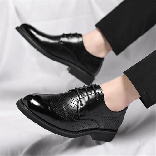 Mens All Season Low Top Black Business Dress Shoes British Style Casual Commuter Wedding Groom Footwear Lace up4